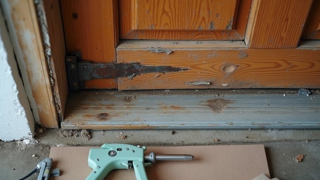 secure door frame against weather damage