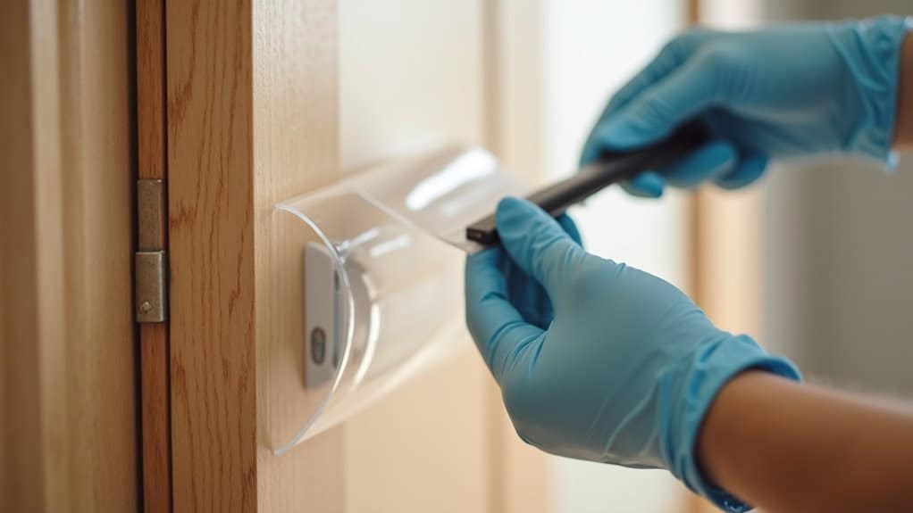 carefully apply protective door film